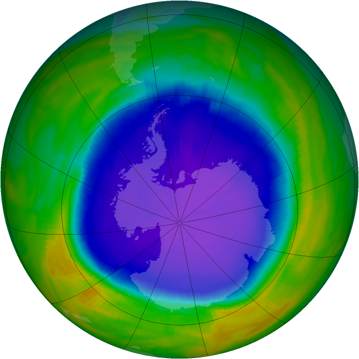 Antarctic ozone map for 14 October 1999